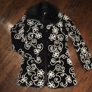 White House Black Market Suede embroidered coat